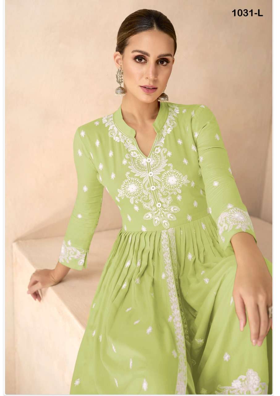 LAKHNAVI VOL 6 HIT LISTHEAVY RAYON LAKHNAWI WORK KURTI WITH PLAZZO AND NAZMIN DUPATTA BY S3FOREVER BRAND 1031 L C